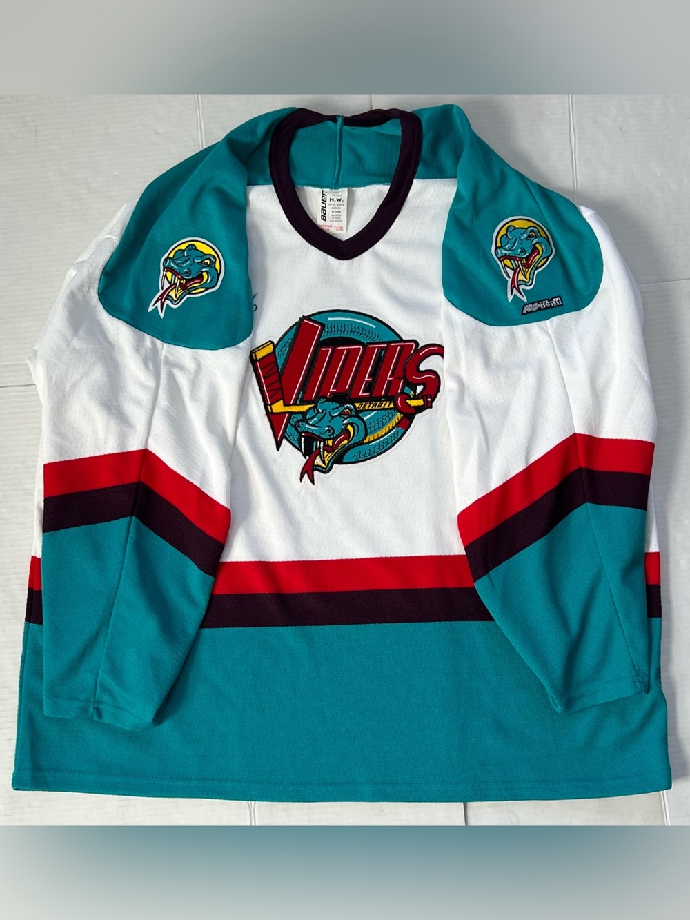 Vintage 90s Detroit Vipers Phil Von Stefenelli Signed Jersey Bauer Xl Ih